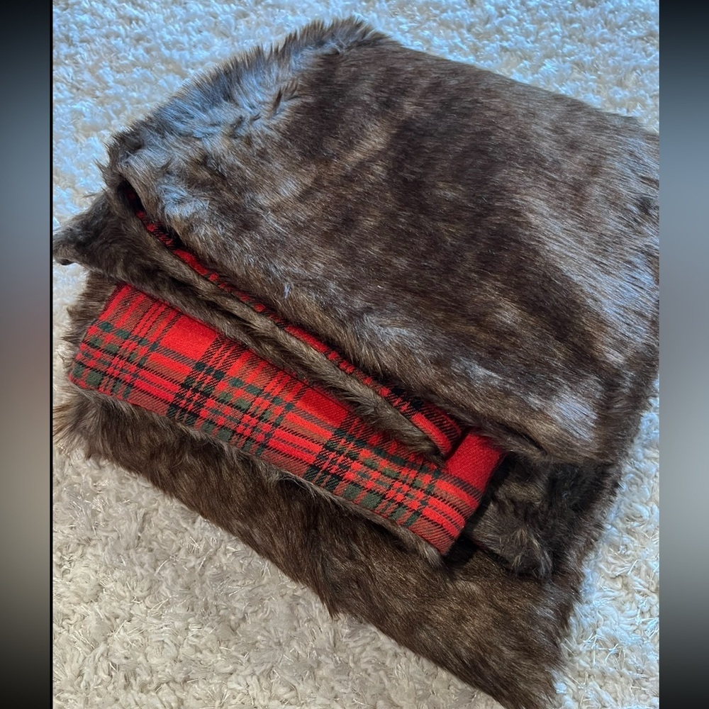 88. Faux Fur Throw Reversible Blanket